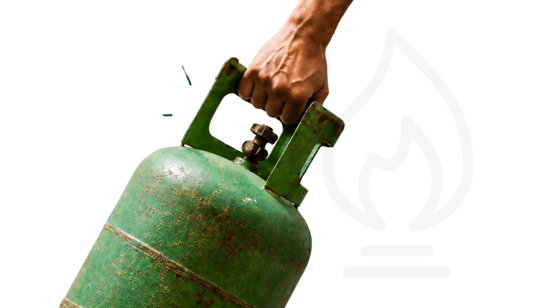 Mano sosteniendo una pipeta de gas verde