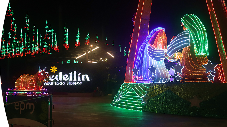 Fotografía del alumbrado navideño del pesebre