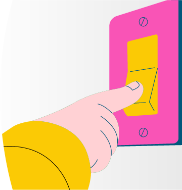 Ilustración de mano apagando un interruptor de energía, acompañado del texto "Juntos somos más fuertes que el fenómeno del niño" y el logo de grupo epm
