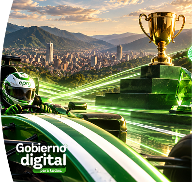 Piloto de carreras conduce un vehículo inspirado en EPM mientras recorre la ciudad de medellín