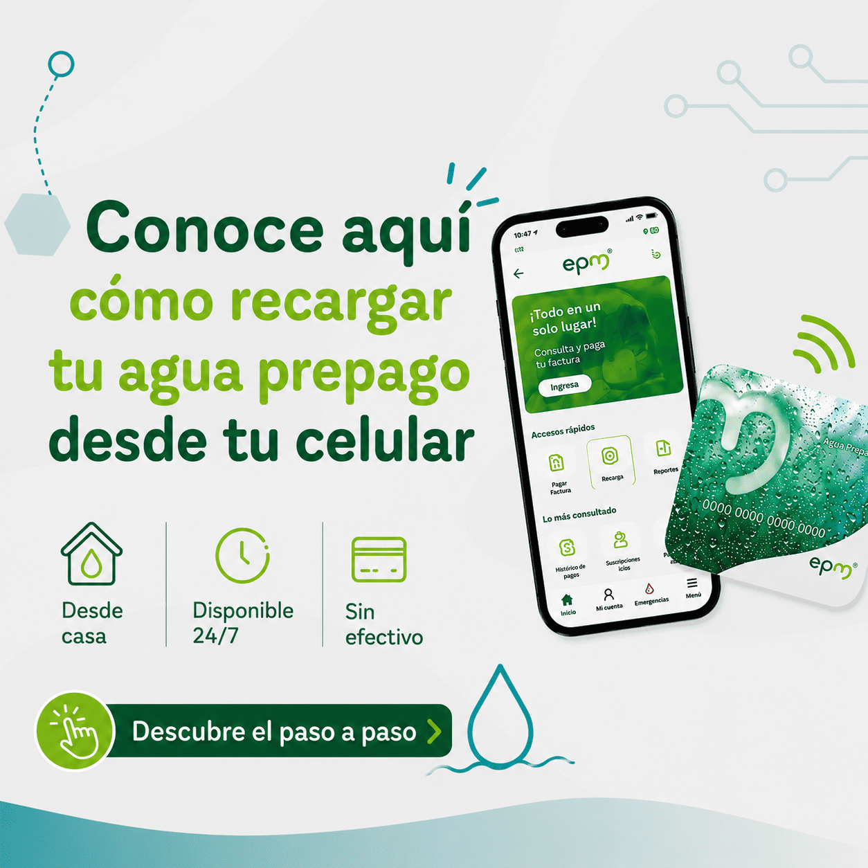 Conoce cómo recargar tu agua prepago desde tu celular