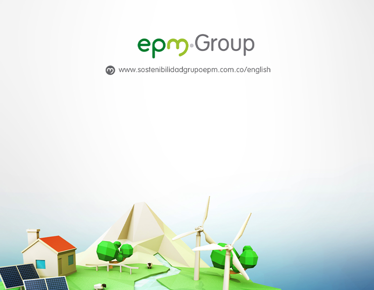 Cover of the 2016 sustainability report with the EPM Group logo and environmental graphics.