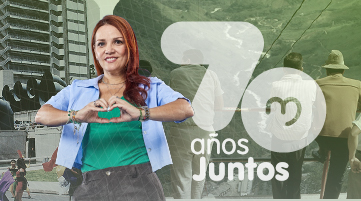 Imagen diseñada de un trabajador de EPM, rodeado de íconos digitales sobre un fondo verde