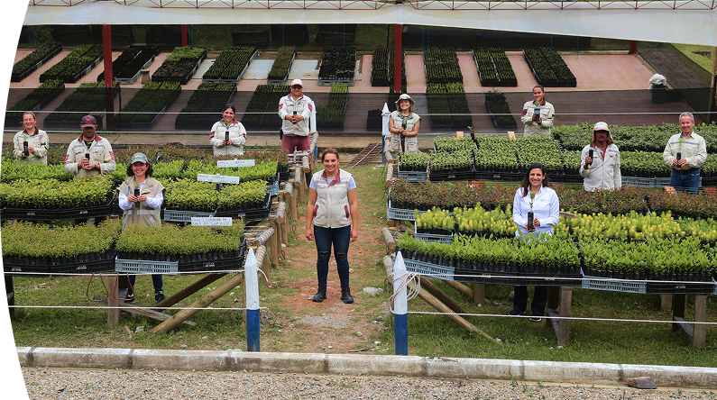 Empleados EPM sonriendo en un invernadero