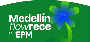 Ilustración de flor acompañado del texto "Medellín flowrece con EPM"