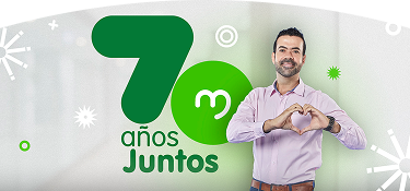 Imagen con fotografías históricas y actuales de los proyectos de energía e infraestructura de EPM, acompañada del mensaje central “70 años juntos”.