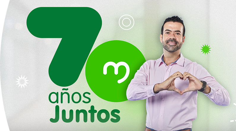 Imagen con fotografías históricas y actuales de los proyectos de energía e infraestructura de EPM, acompañada del mensaje central “70 años juntos”.