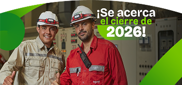 Trabajadores de EPM, ambos sonriendo con el pulgar hacia arriba. El texto dice: "¡Se acerca el cierre de 2026!".