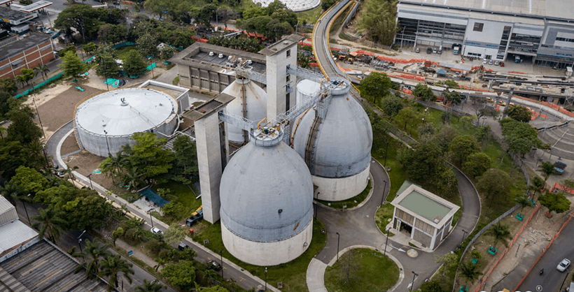 Vista aérea de la planta de tratamiento de aguas San fernando