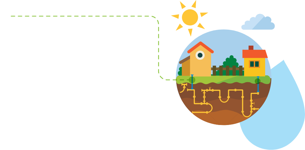 En esta imagen se muestra una casa con un sistema de riego subterráneo