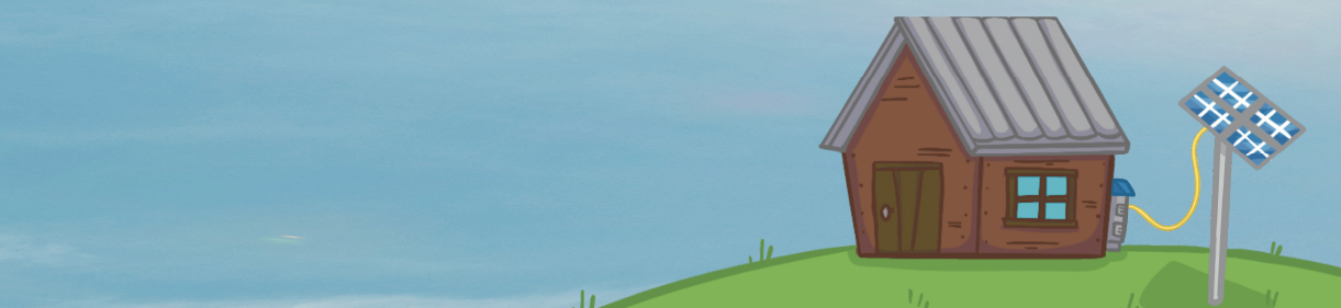 Conoce mas sobre la cartilla de servicio de energía solar rural de EPM. Acompañado de una ilustración de una casa con paneles solares conectados