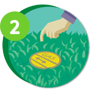 Ilustración de una persona en una campo verde con número 2 encima