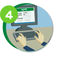 Ilustración de una persona en una computadora con un número 4 encima