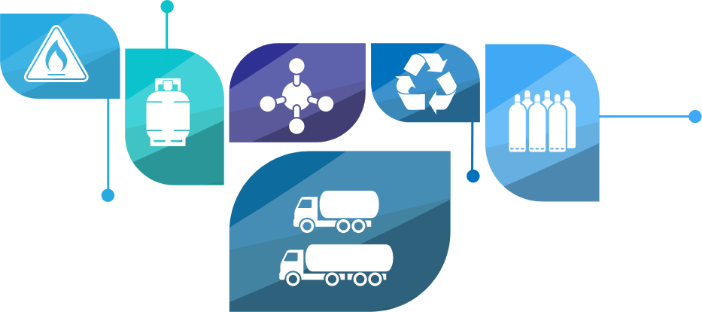 Gráfico esquemático que ilustra el proceso del sistema de Gas Natural Comprimido (GNC), mostrando almacenamiento, transporte y distribución