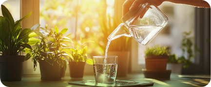 Persona sirviendo un vaso con agua