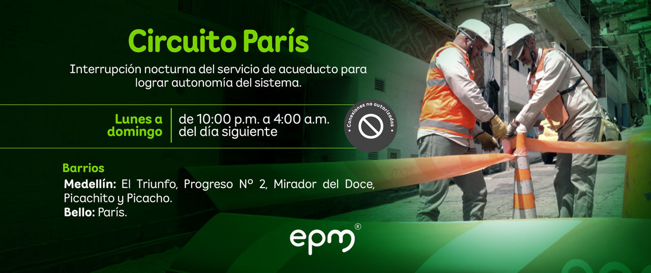 Banner informativo: Interrupción Circuito París