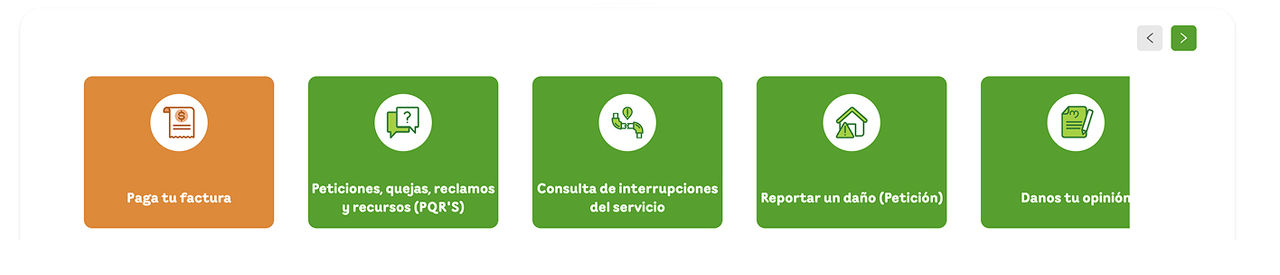 Visualización de los destacados o accesos directos en el sitio de EPM