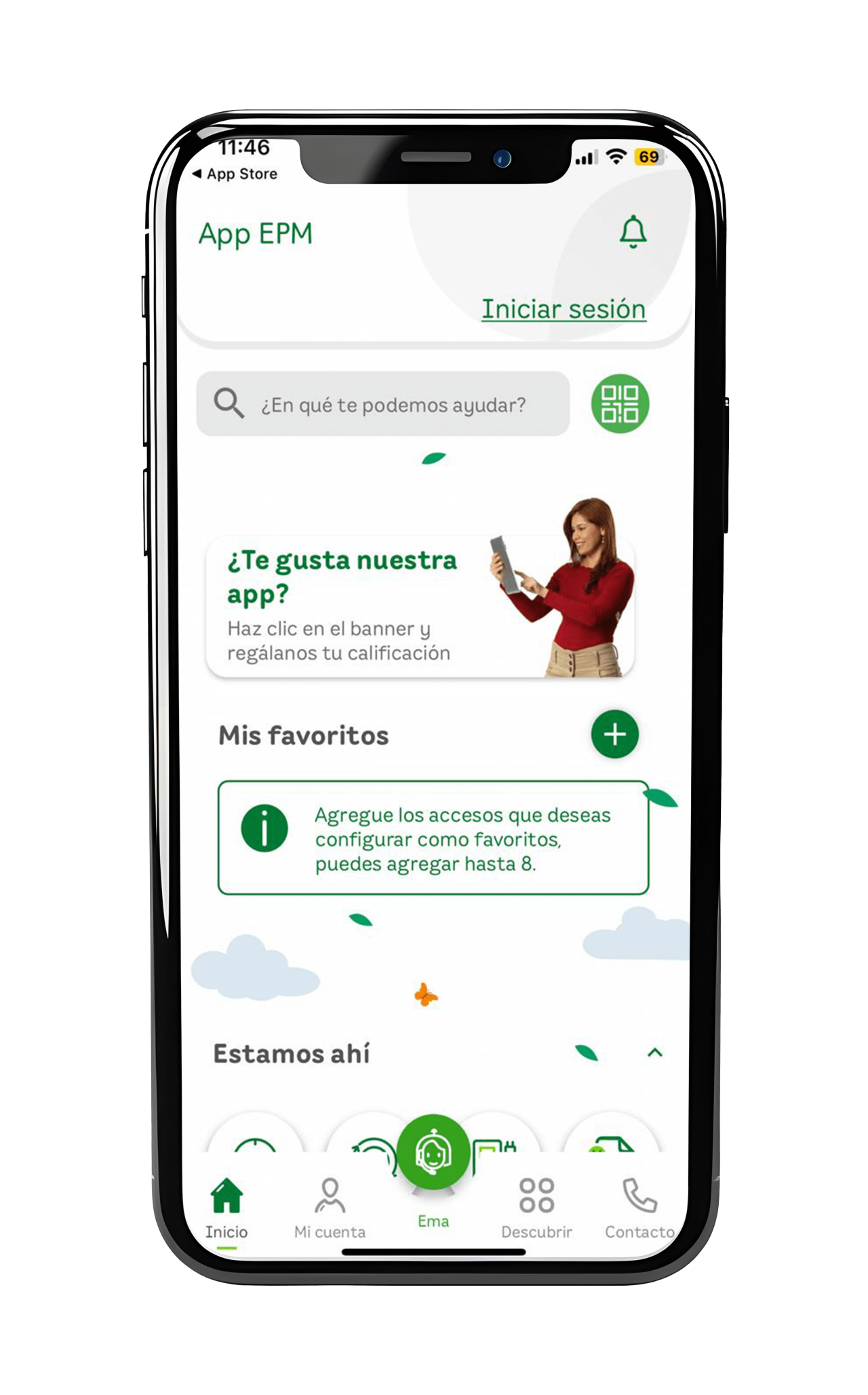 Visualización App EPM pantalla de inicio