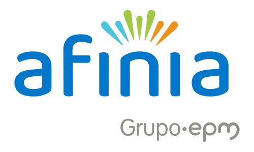 Logo de Afinia, empresa del Grupo EPM, con diseño colorido en la letra 'i'.
