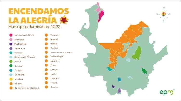 Mapa con municipios Iluminados