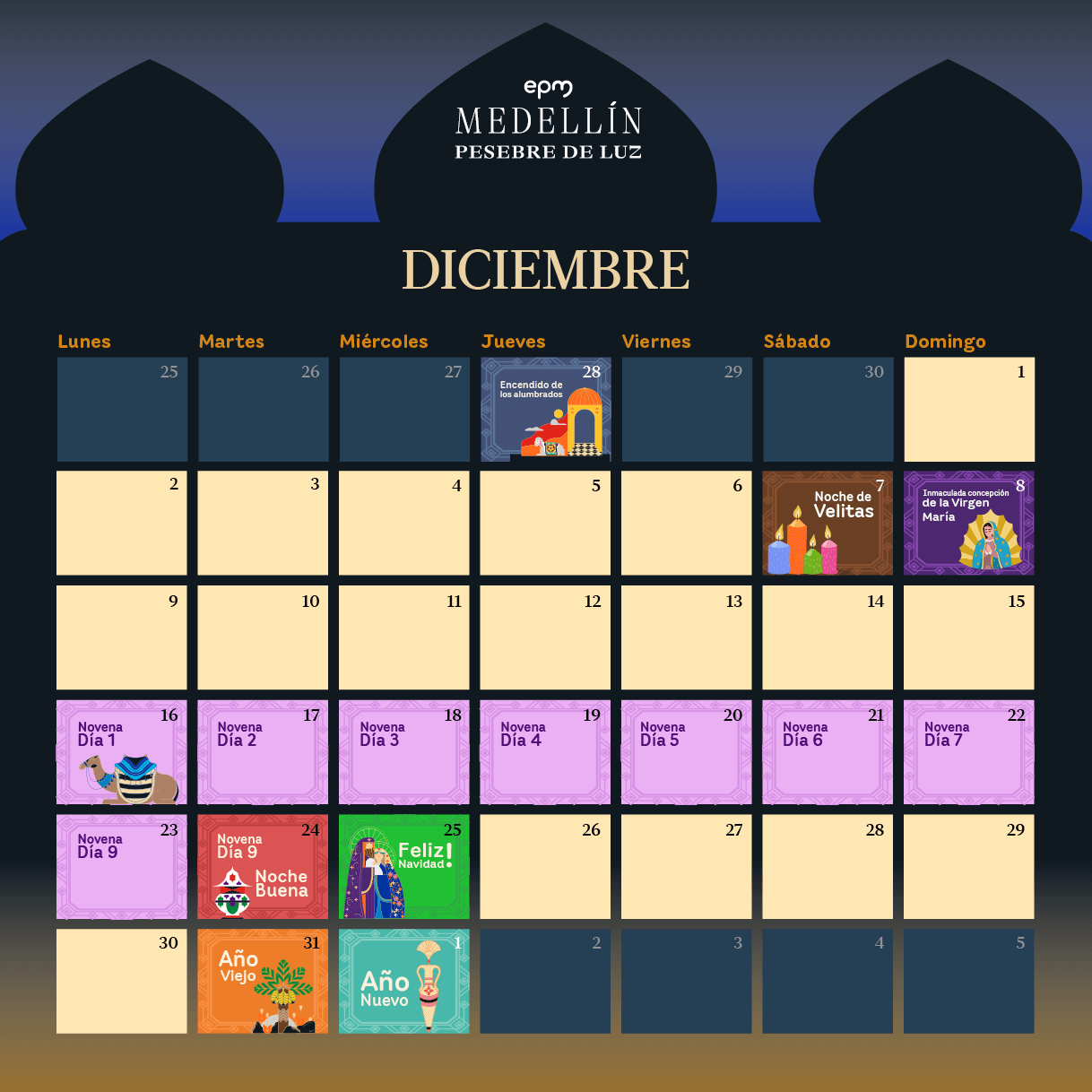 Calendario de actividades Diciembre 2024