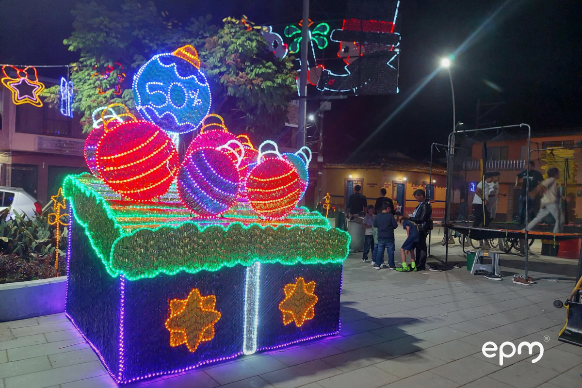 Fotografías de alumbrados navideños del municipio de Gomez Plata