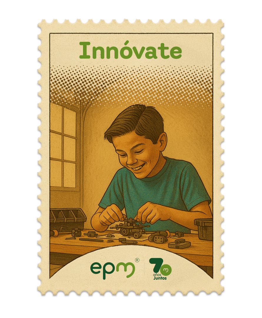 Estampilla de celebración 70 años Juntos epm: Innóvate EPM