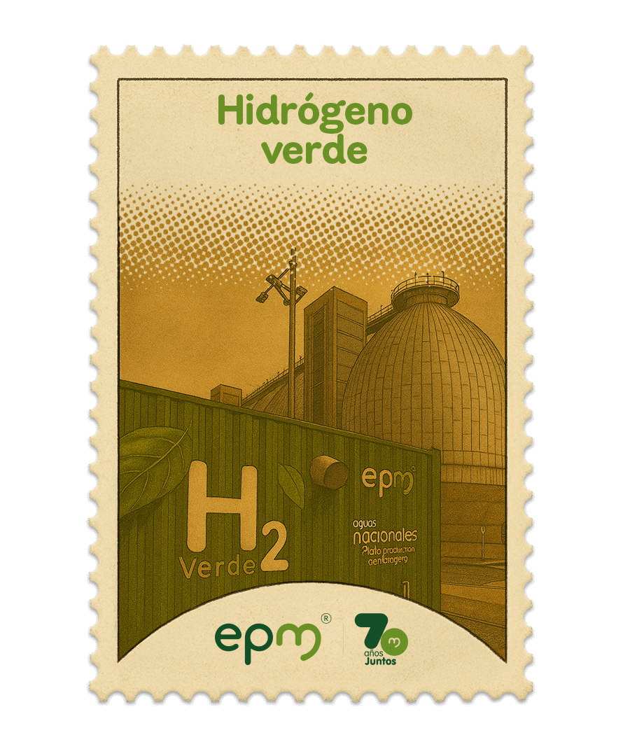 Estampilla de celebración 70 años Juntos epm: Hidrógeno verde