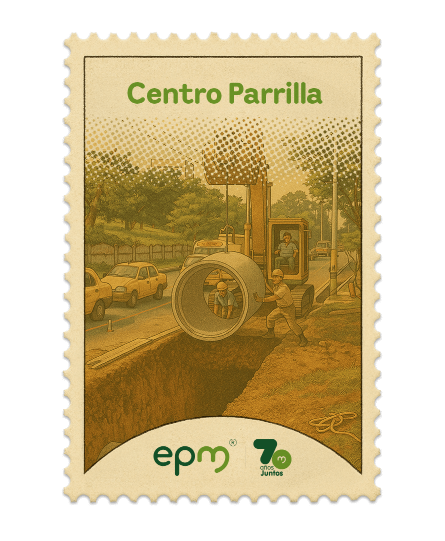 Estampilla de celebración 70 años Juntos epm: Centro Parrilla