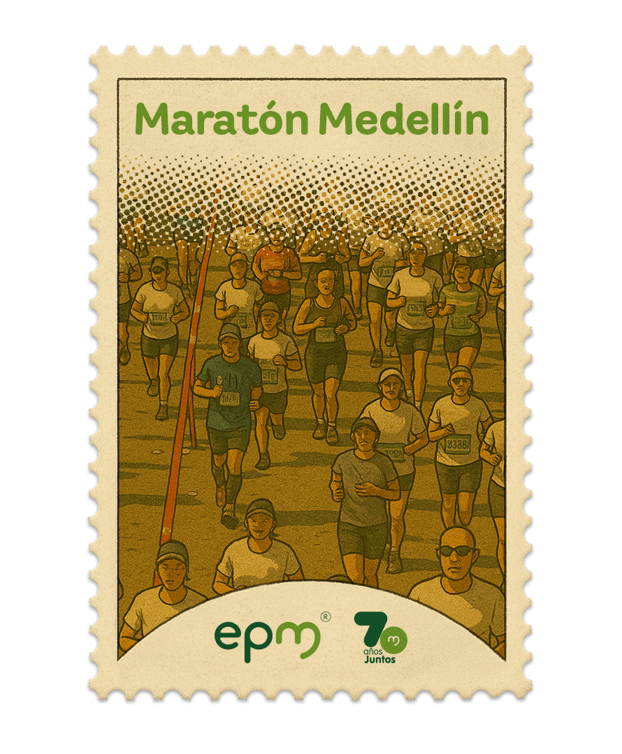 Estampilla de celebración 70 años Juntos epm: Maratón Medellín