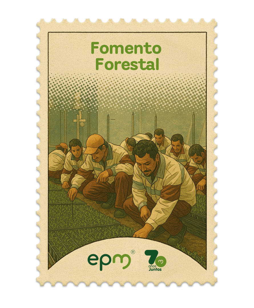 Estampilla de celebración 70 años Juntos epm: Fomento forestal