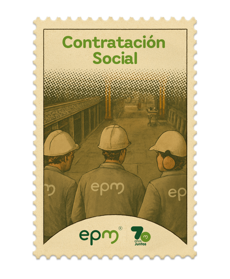 Estampilla de celebración 70 años Juntos epm: Contratación Social