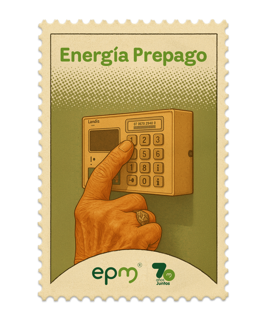 Estampilla de celebración 70 años Juntos epm: Energía Prepago