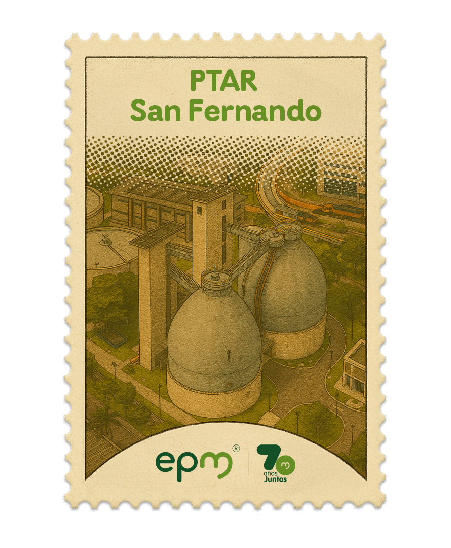 Estampilla de celebración 70 años Juntos epm: PTAR San Fernando
