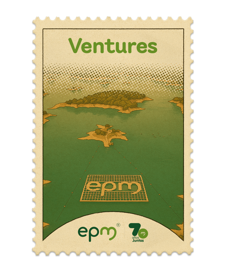 Estampilla de celebración 70 años Juntos epm: Ventures