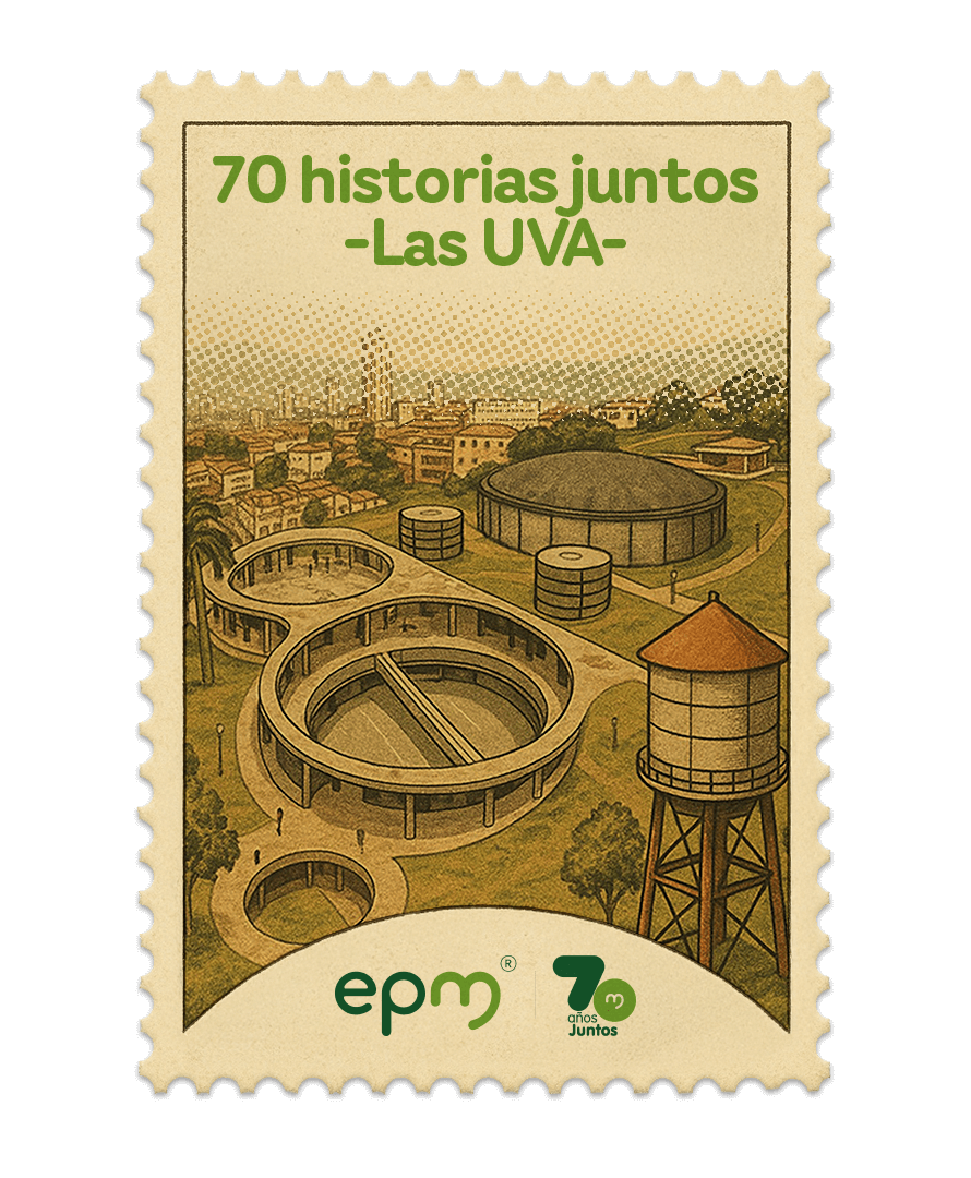 Estampilla de celebración 70 años Juntos epm: Las UVA