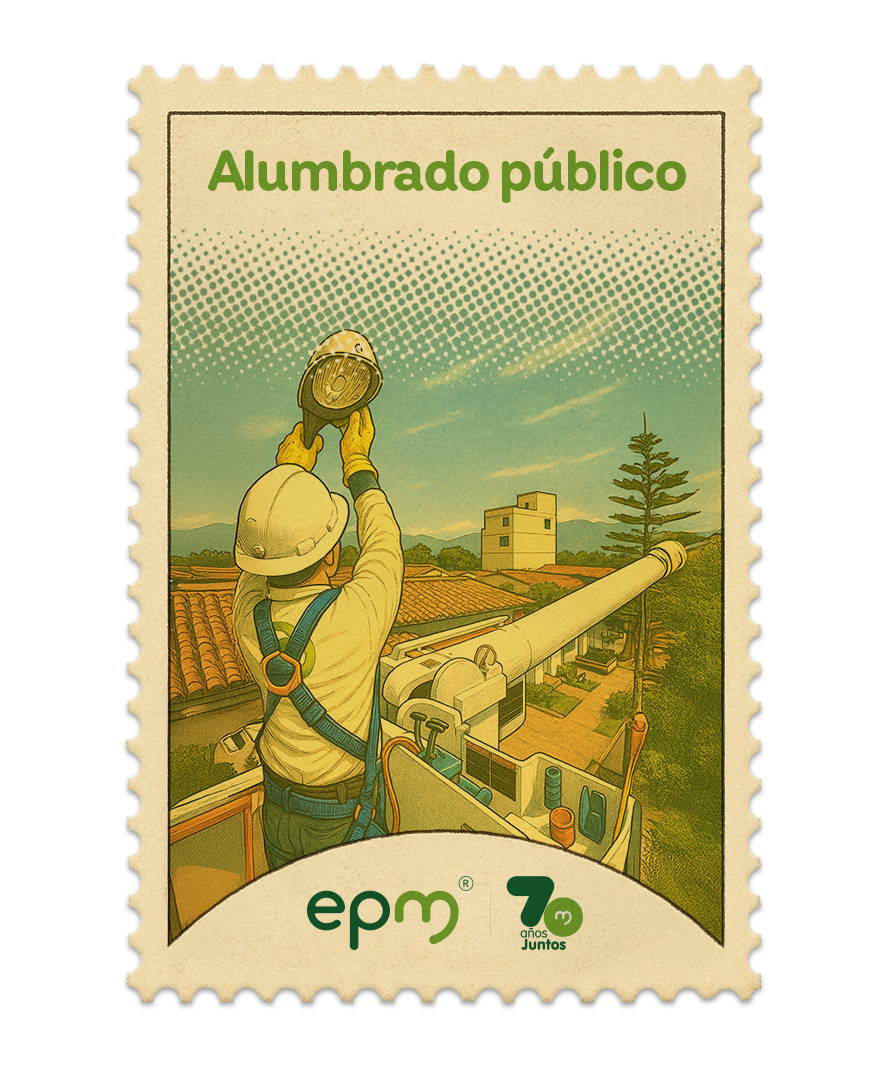 Estampilla de celebración 70 años Juntos epm: Alumbrado público
