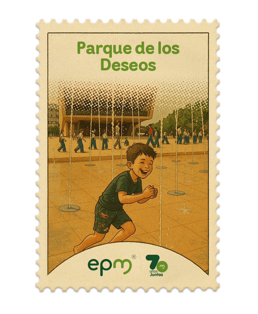 Estampilla de celebración 70 años Juntos epm: Parque de los deseos