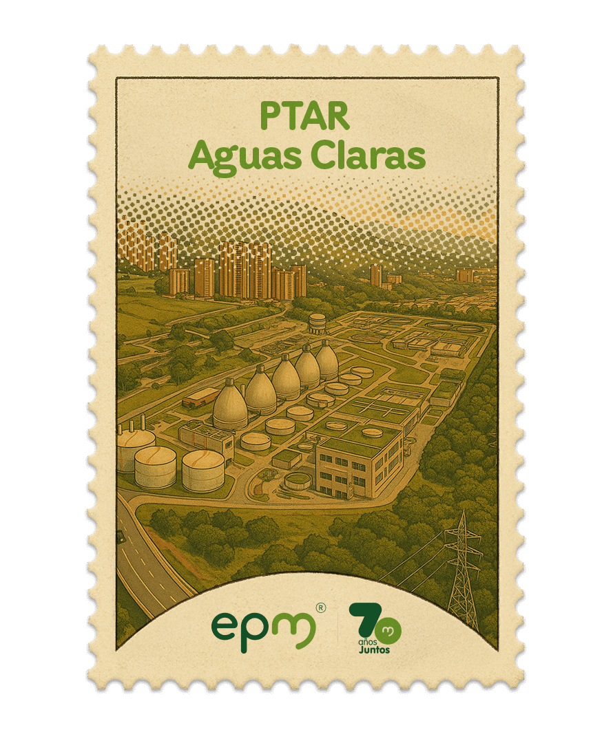 Estampilla de celebración 70 años Juntos epm: PTAR Aguas Claras