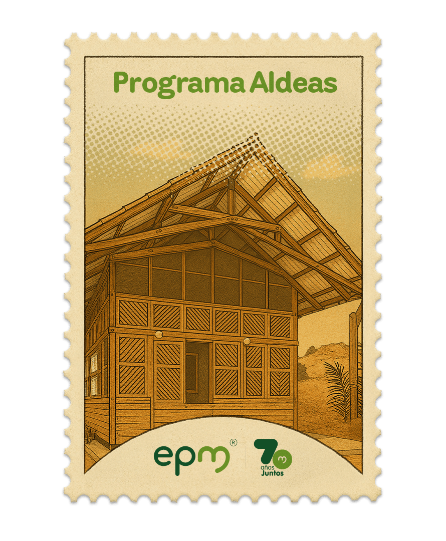 Estampilla de celebración 70 años Juntos epm: Aldeas EPM