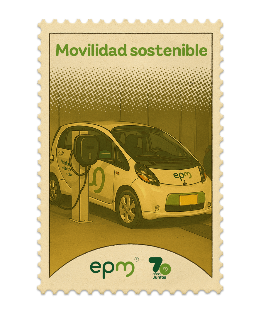 Estampilla de celebración 70 años Juntos epm: Movilidad sostenible