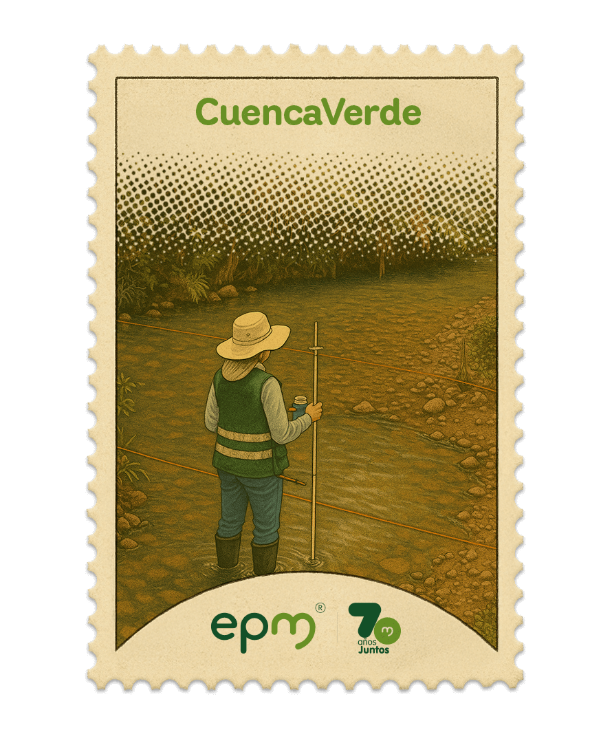 Estampilla de celebración 70 años Juntos epm: CuencaVerde