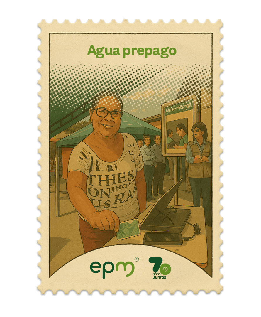 Estampilla de celebración 70 años Juntos epm:  Agua Prepago