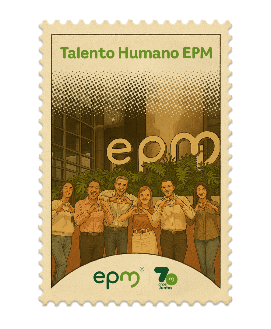 Estampilla de celebración 70 años Juntos epm: Talento Humano EPM