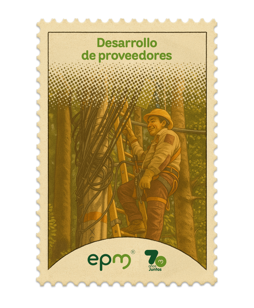 Estampilla de celebración 70 años Juntos epm: Desarrollo de proveedores
