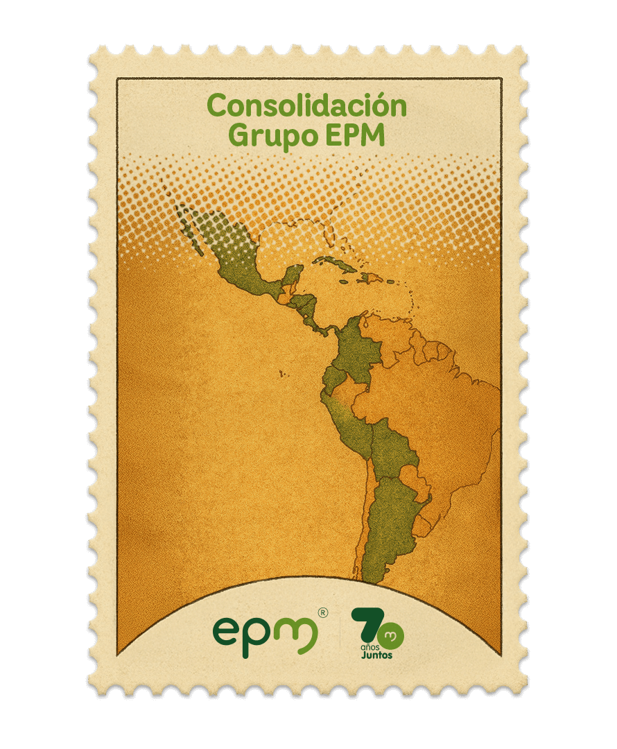 Estampilla de celebración 70 años Juntos epm: Consolidación Grupo EPM