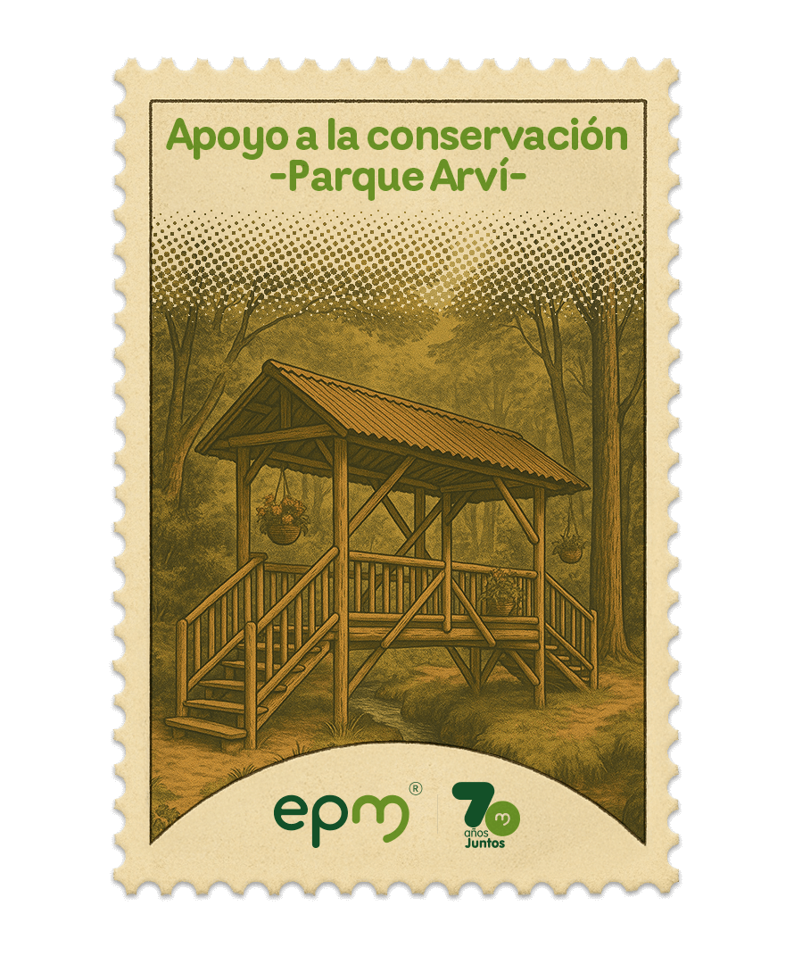 Estampilla de celebración 70 años Juntos epm: Apoyo a la conservación - Parque Arví