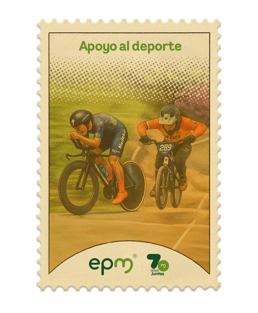 Estampilla de celebración 70 años Juntos epm: Apoyo al deporte