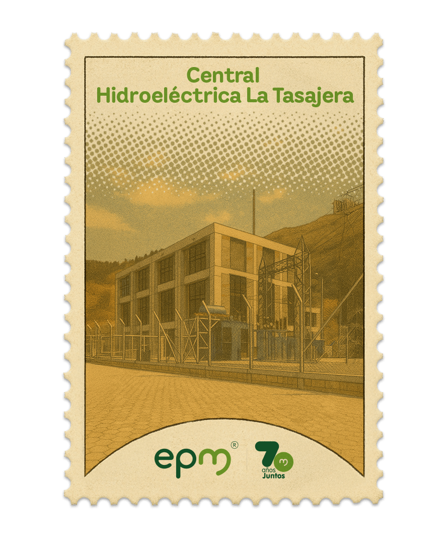Estampilla de celebración 70 años Juntos epm: Central hidroeléctrica La Tasajera