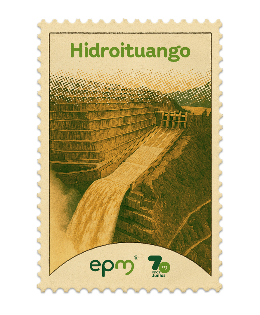 Estampilla de celebración 70 años Juntos epm: Hidroituango